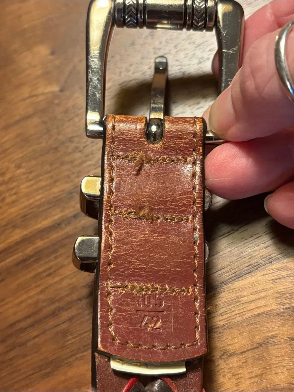 Martin Dingman Braided Leather Men's Belt with Silver Buckle - 42